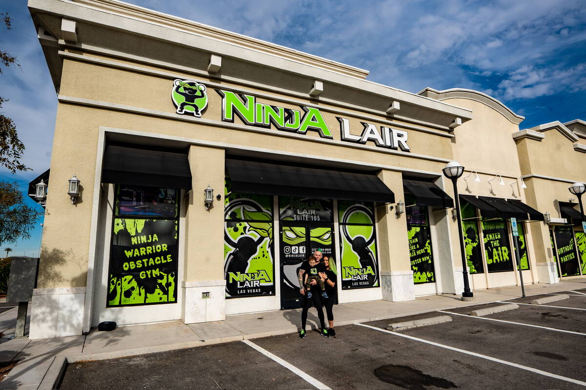 Michael Pericoloso and his family outside the Ninja Lair in Las Vegas. (Ninja Lair)