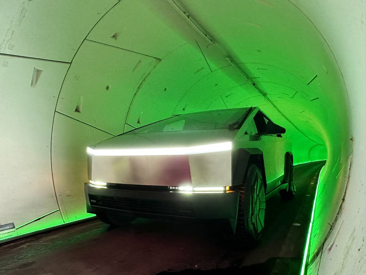 A Tesla Cybertruck seen inside Boring Company's Vegas Loop. (Boring Co. via X)