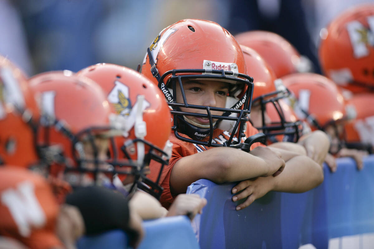 Pop Warner football players look on before an NFL pre-season football game between the San Fran ...