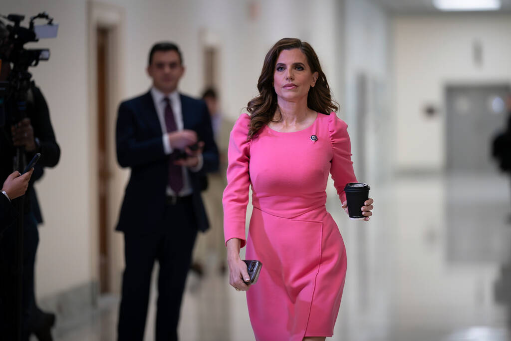 Rep. Nancy Mace, R-S.C., walks to join other members of the House Oversight Committee after Hun ...