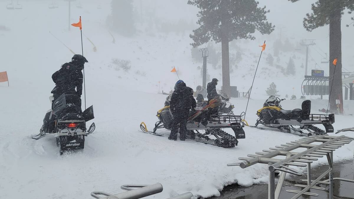 Rescues crews work at the scene of an avalanche at the Palisades Tahoe ski resort on Wednesday, ...