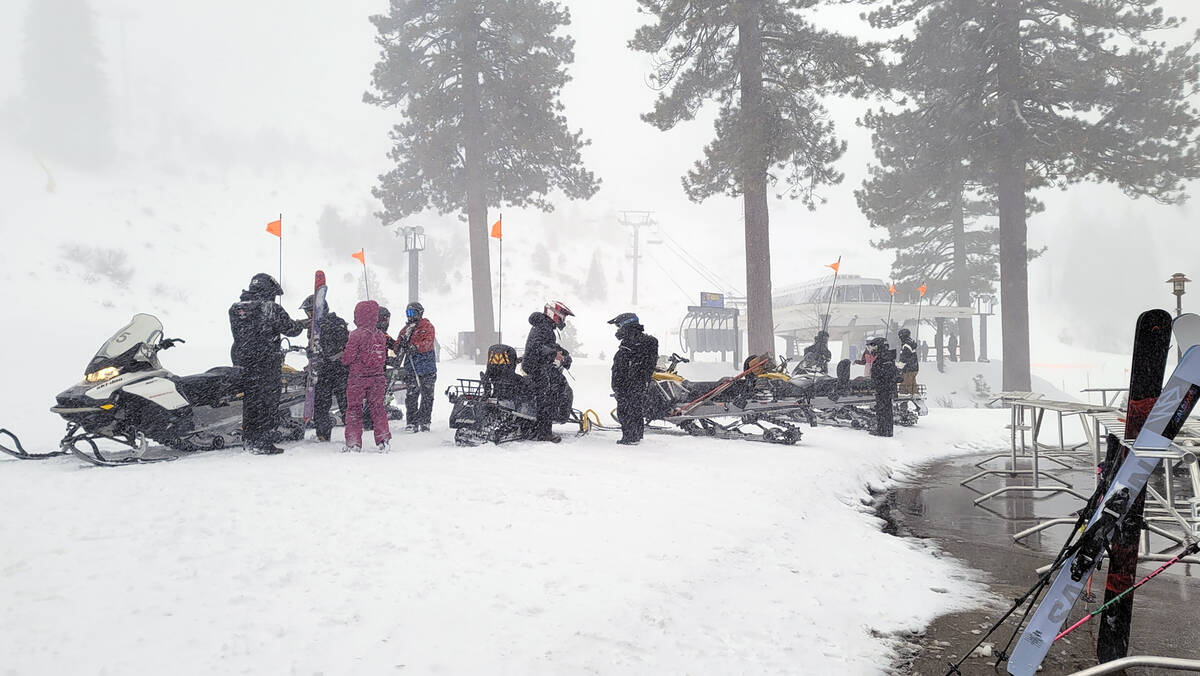 Rescues crews work at the scene of an avalanche at the Palisades Tahoe ski resort on Wednesday, ...