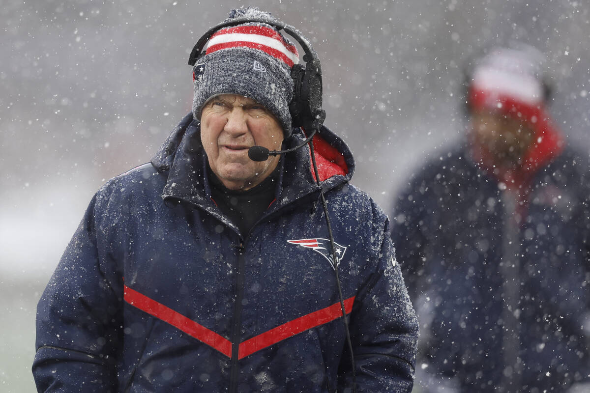 New England Patriots head coach Bill Belichick watches from the sideline during the first half ...