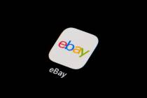 The eBay app icon is seen on a smartphone, Tuesday, Feb. 28, 2023, in Marple Township, Pa. Onli ...