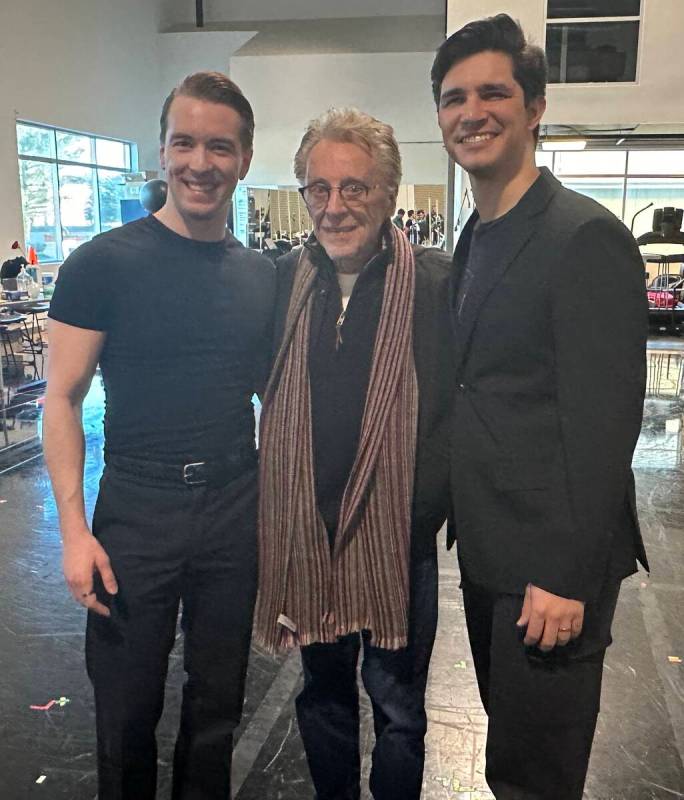 Frankie Valli is shown with the two performers who portray him in the upcoming "Jersey Boys" pr ...