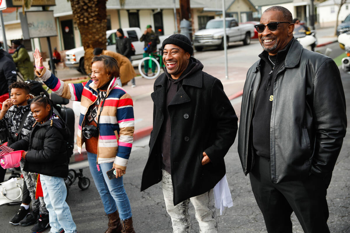 Darlene Chambers, from left, Patrick Cunningham, and Osborn Chambers watch the annual Martin Lu ...