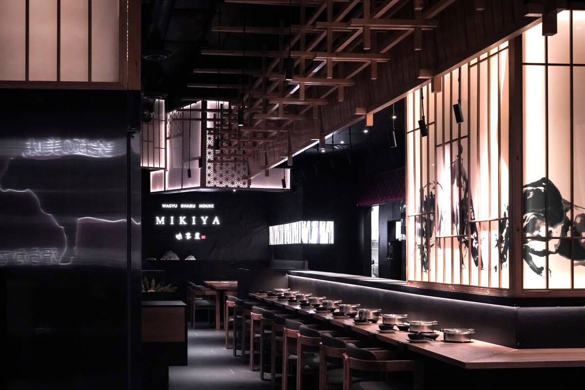 The interior of Mikiya Wagyu Shabu House, a high-end hot pot spot that opened Jan. 1, 2024, in ...