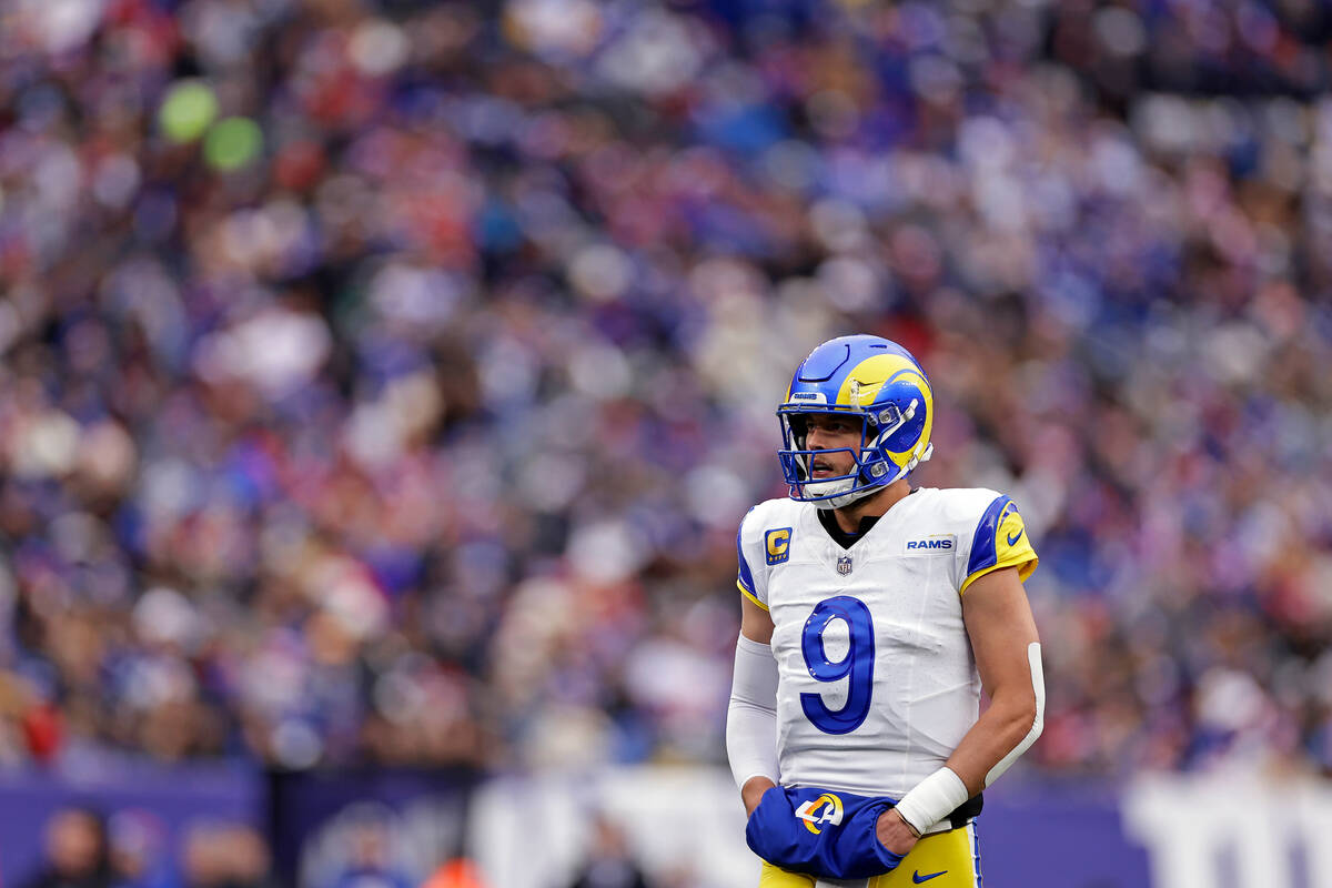 Los Angeles Rams quarterback Matthew Stafford (9) in action against the New York Giants during ...