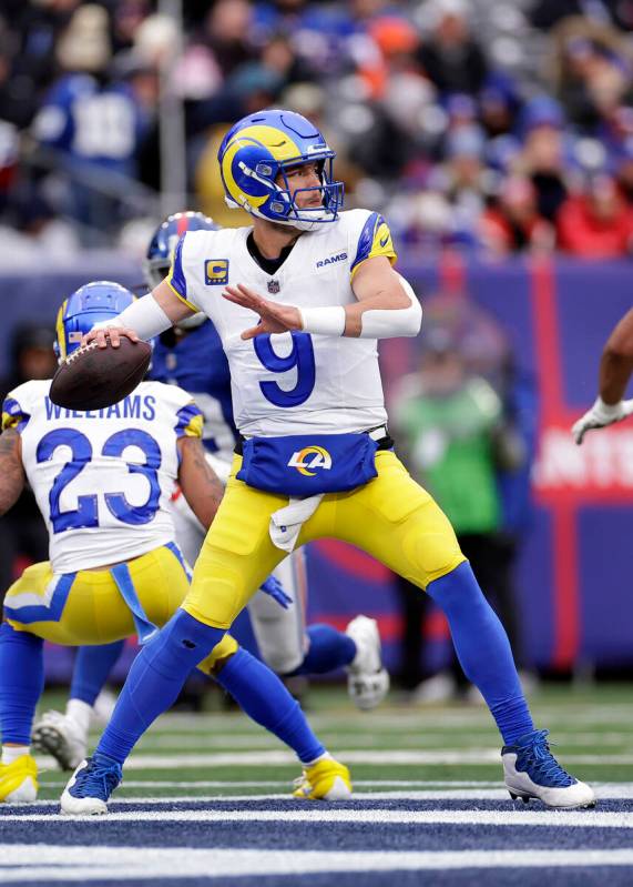 Los Angeles Rams quarterback Matthew Stafford (9) in action against the New York Giants during ...