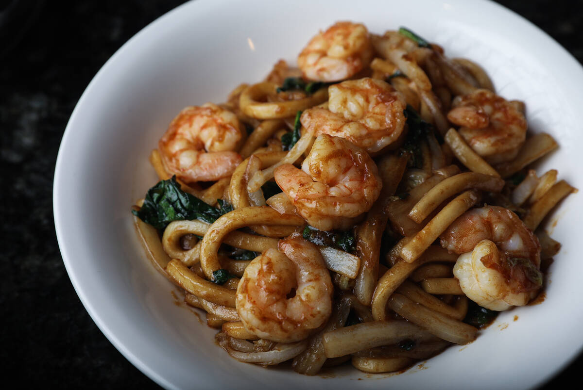 Shanghai fat noodle with shrimp at ShangHai Taste in Las Vegas, Thursday, Jan. 12, 2023. (Rache ...