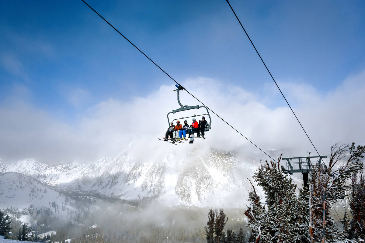 Skiers and snowboarders ride Mount Rose's Northwest Express chairlift. (Maria Coulson/Special t ...
