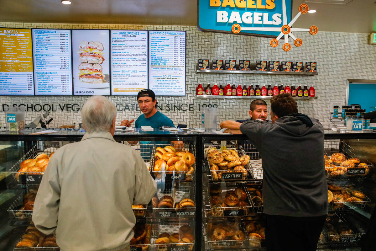 People order bagels at Seigel’s Bagelmania on Saturday, Jan. 13, 2024 in Las Vegas. (Dan ...