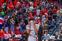 UNLV guard Dedan Thomas Jr. (11) is dejected after missing his last basket for the win against ...