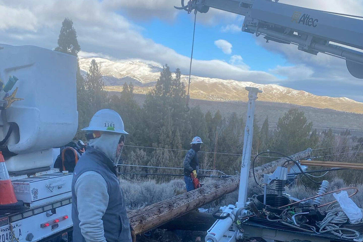 NV Energy crews work to fix downed power lines in Northern Nevada. (NV Energy)