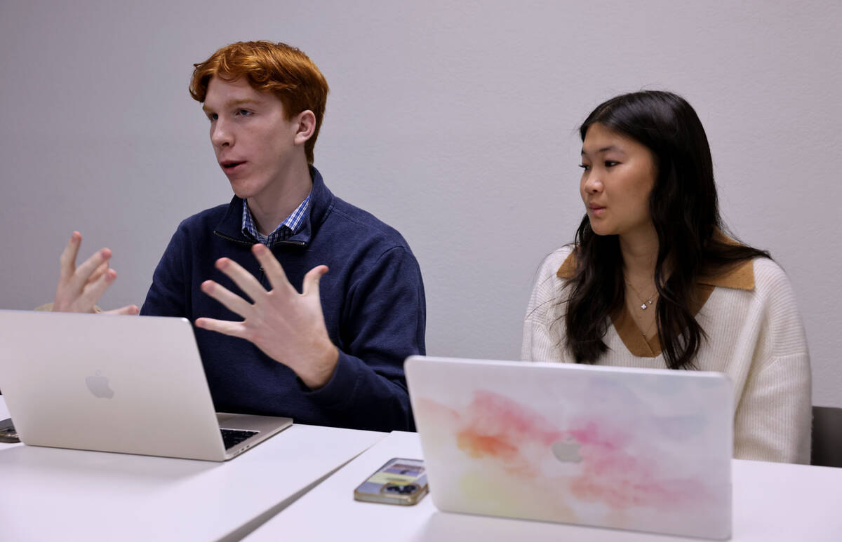 Cooper Cunningham, 18, a senior at Bishop Gorman High School, and Ella King, 17, a senior at Co ...