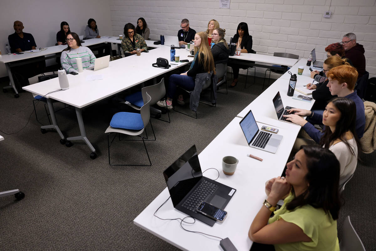 Students, educators and representatives of mental health nonprofits participate in a youth ment ...