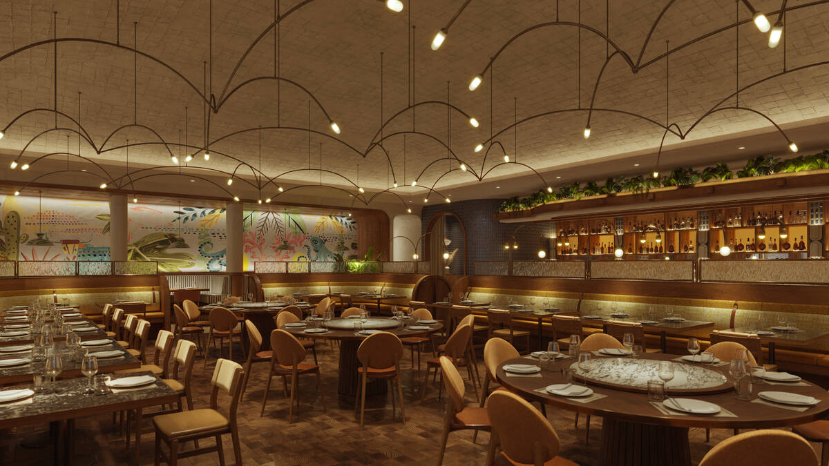 A rendering of the main dining room of Ortikia, a Mediterranean wood-fire grill set to open in ...