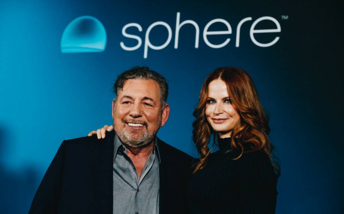 Jim Dolan, executive chairman and CEO of Sphere Entertainment, left, poses for a photograph wit ...