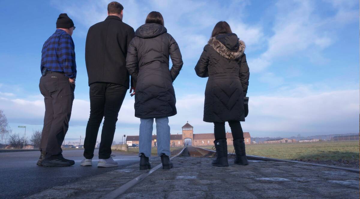 The Griffin family arrives at Auschwitz in "Symphony of the Holocaust." (Sunn Stream)