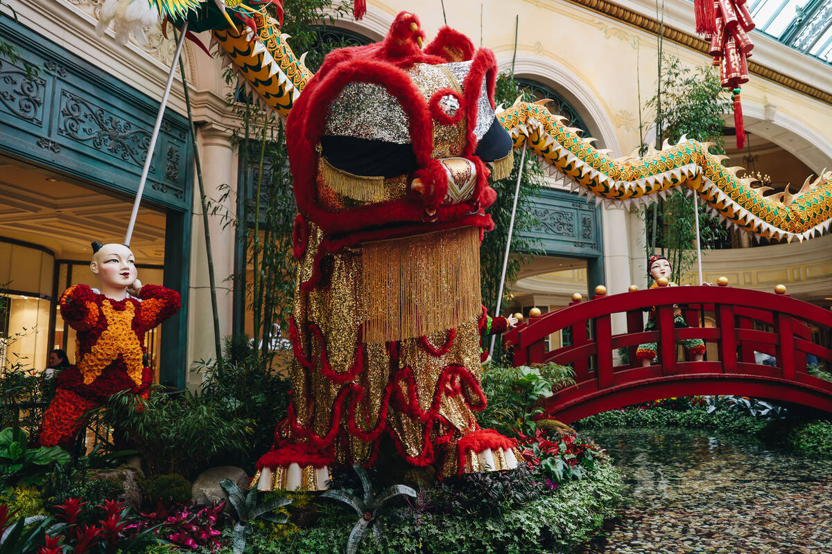 A Chinese New Year themed display is seen at the Bellagio Conservatory and Botanical Gardens on ...