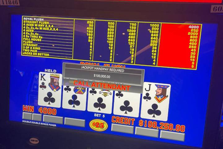 A video poker player won $100,000 after hitting a royal flush Wednesday, Jan. 17, 2024, at Sunc ...