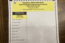 Nevada's Republican primary presidential ballot doesn't list Donald Trump or Ron DeSantis. (Vic ...