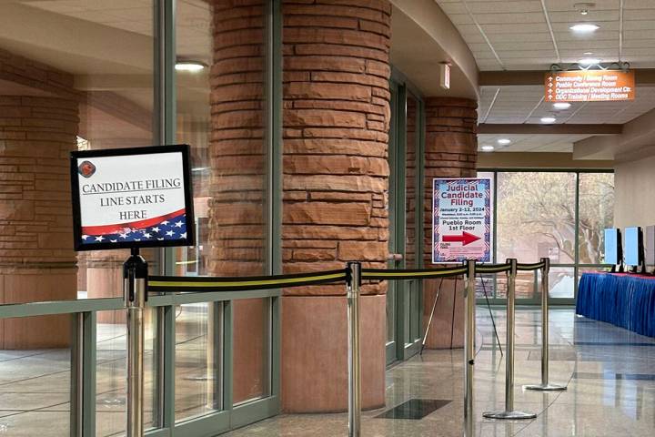 The area outside the room at the Clark County Government Center where candidates file to run in ...