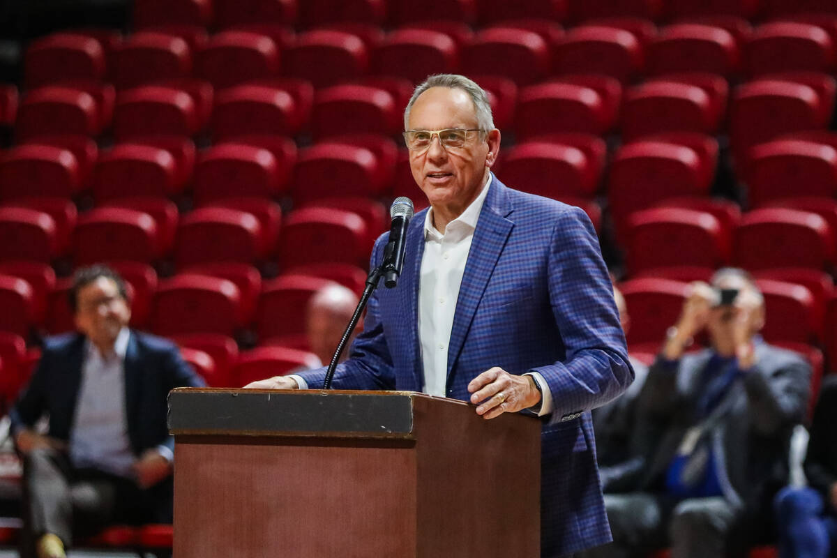 Commissioner James Gibson speaks at the Las Vegas Super Bowl LVIII Host Committee’s TEAM ...