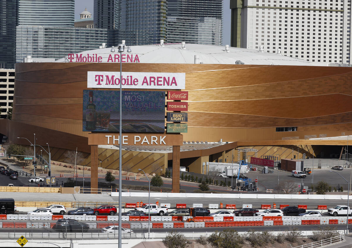 Construction is underway on the I-15/Tropicana Interchange, on Friday, Jan. 19, 2024, in Las Ve ...