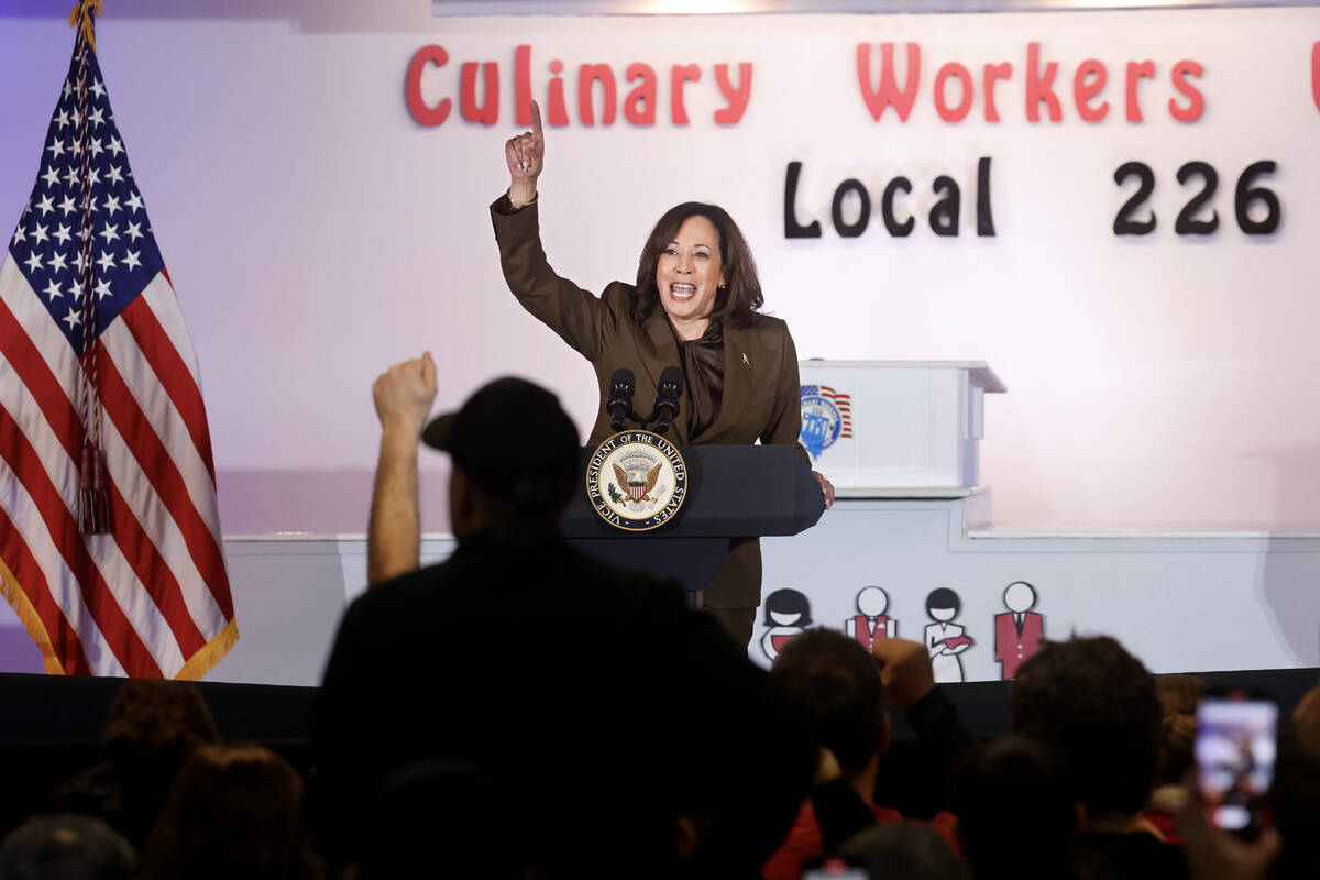 Vice President Kamala Harris speaks to Culinary Union members and guests at union headquarters ...