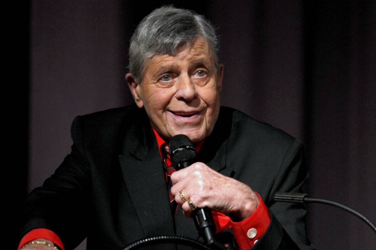 In this Dec. 7, 2011 file photo released by Starz shows comedian Jerry Lewis speaking at the En ...