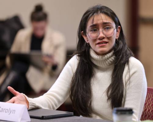 UNLV mass shooting survivor Carolyn Salvador Avila speaks during a roundtable discussion with R ...