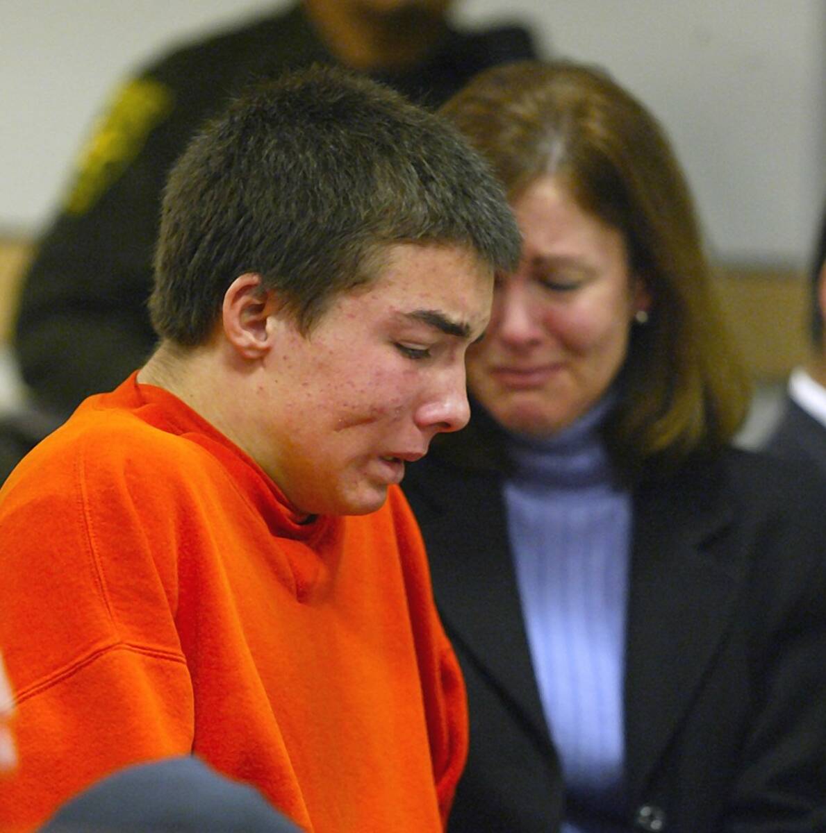 Sean Larimer and his mother Susan are seen during a DUI hearing in juvenile court in February 2 ...