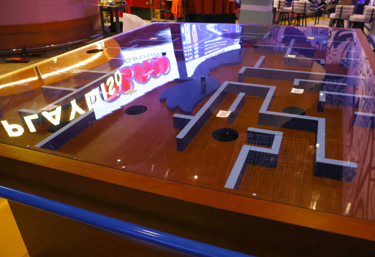 Biggle Ball game table is seen at Play Playground, a colorful interactive non-gaming venue, is ...