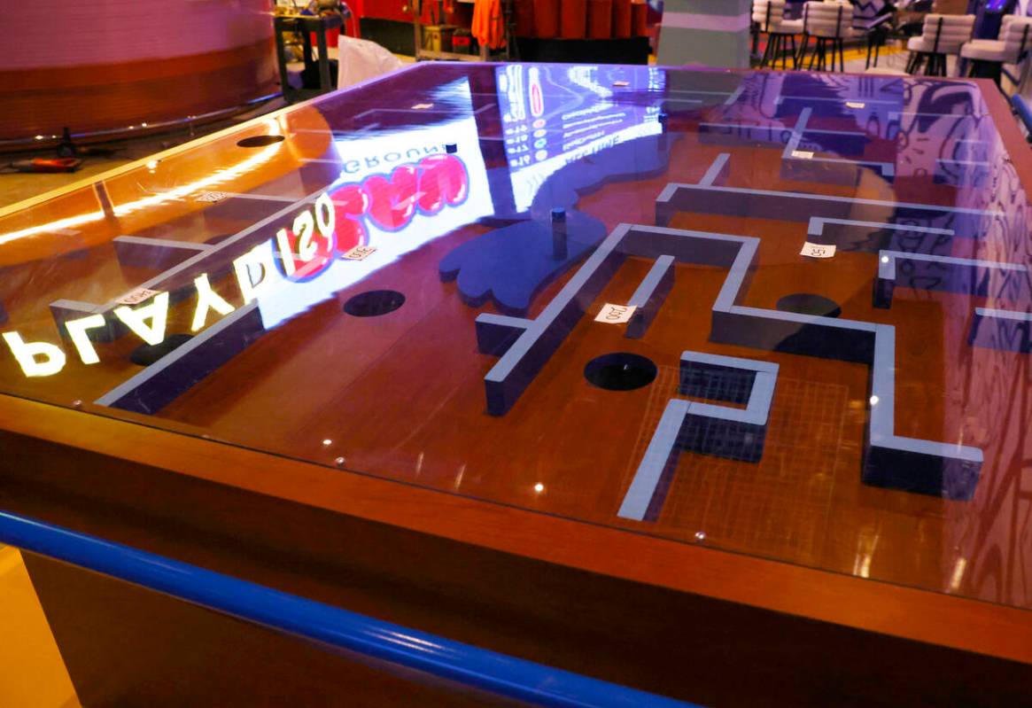 Biggle Ball game table is seen at Play Playground, a colorful interactive non-gaming venue, is ...