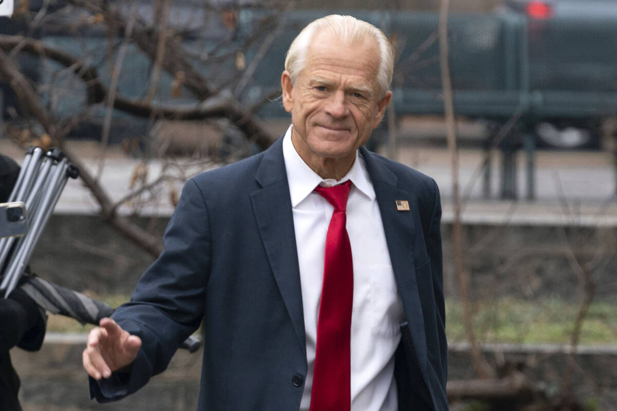 Former Trump White House official Peter Navarro arrives at U.S. Federal Courthouse in Washingto ...