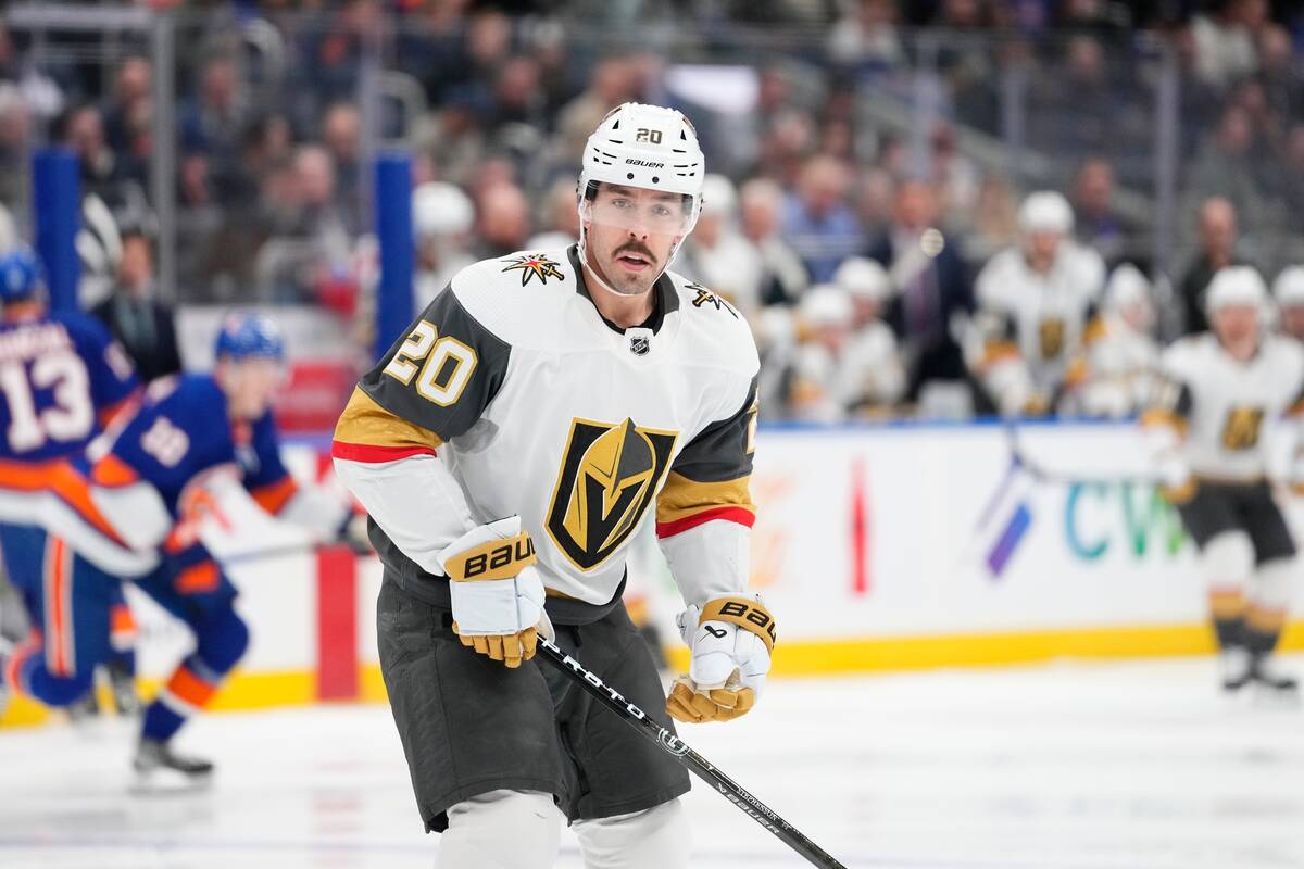 Vegas Golden Knights' Chandler Stephenson (20) during the first period of an NHL hockey game ag ...