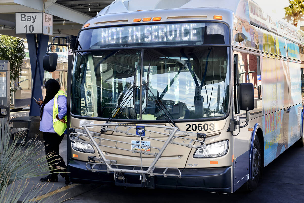 A Regional Transportation Commission bus driver takes their break at Bonneville Transit Center ...