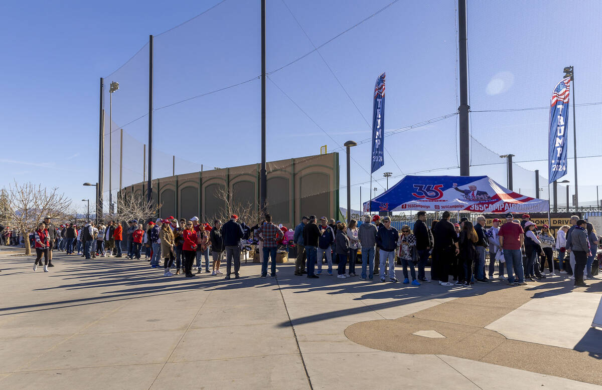 Supporters line up outside to see Republican presidential candidate former President Donald Tru ...
