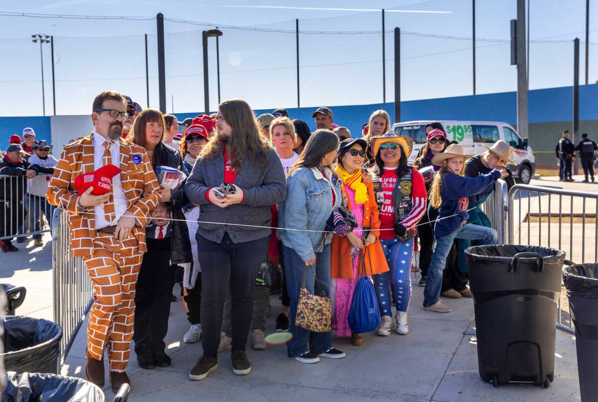 Supporters line up inside to see Republican presidential candidate former President Donald Trum ...