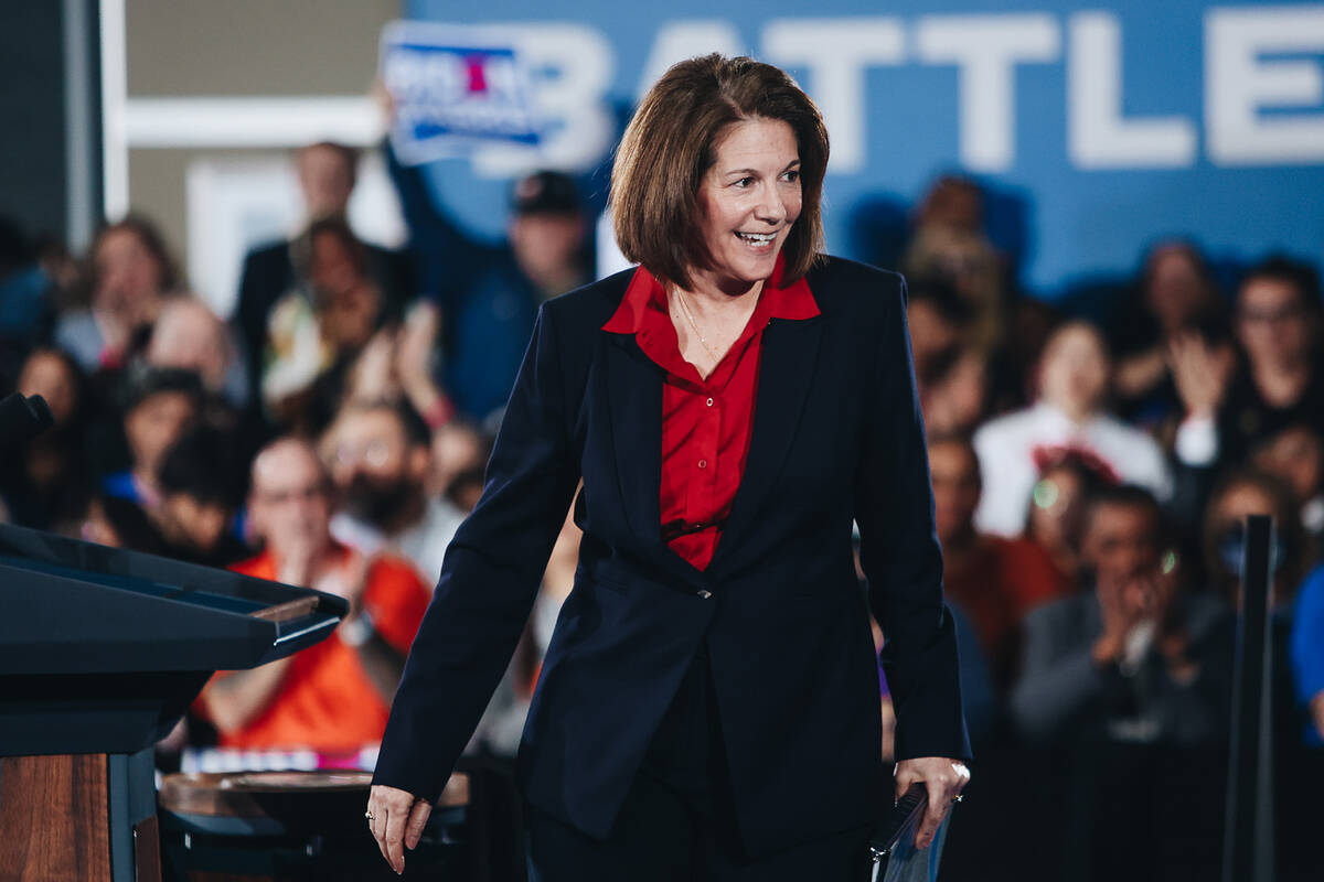 Sen. Catherine Cortez, Masto, D-Nev., speaks to supporters during a Biden campaign event before ...