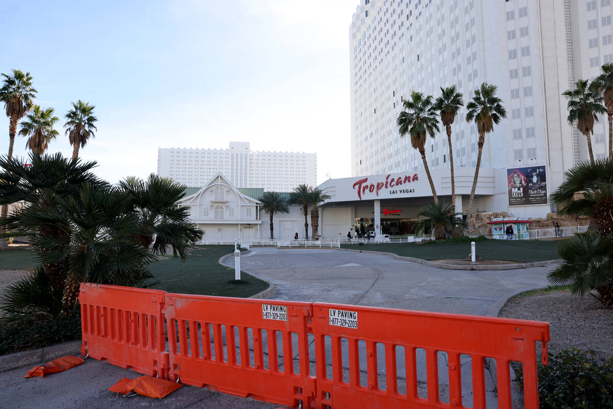 The Tropicana is shown on the Strip in Las Vegas on Monday, Jan. 29, 2024. The property is sche ...