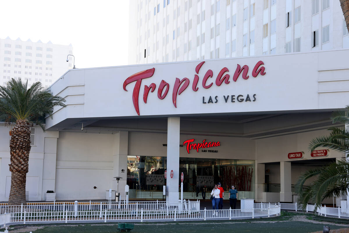 The Tropicana is shown on the Strip in Las Vegas on Monday, Jan. 29, 2024. The property is sche ...