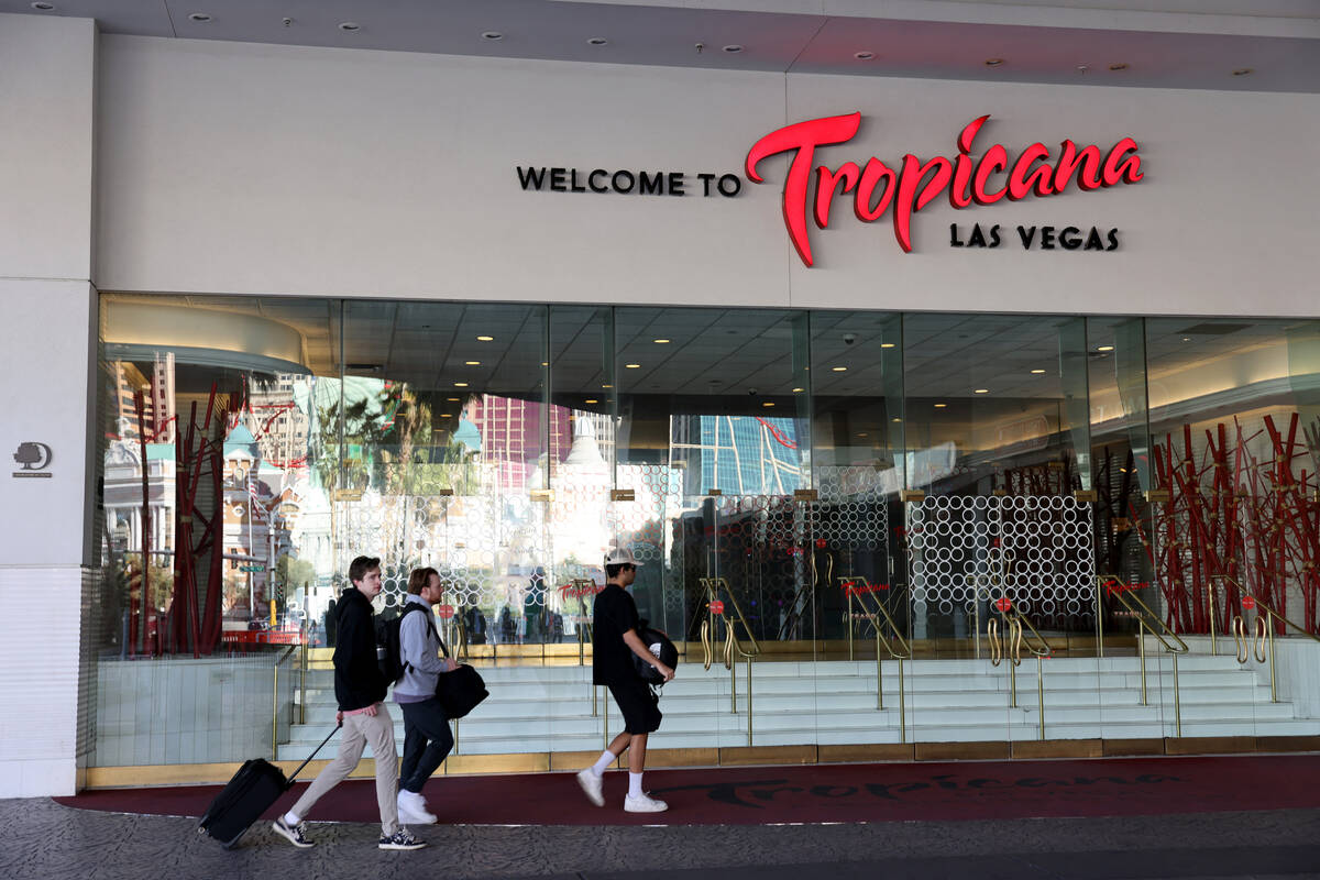 The Tropicana is shown on the Strip in Las Vegas on Monday, Jan. 29, 2024. The property is sche ...