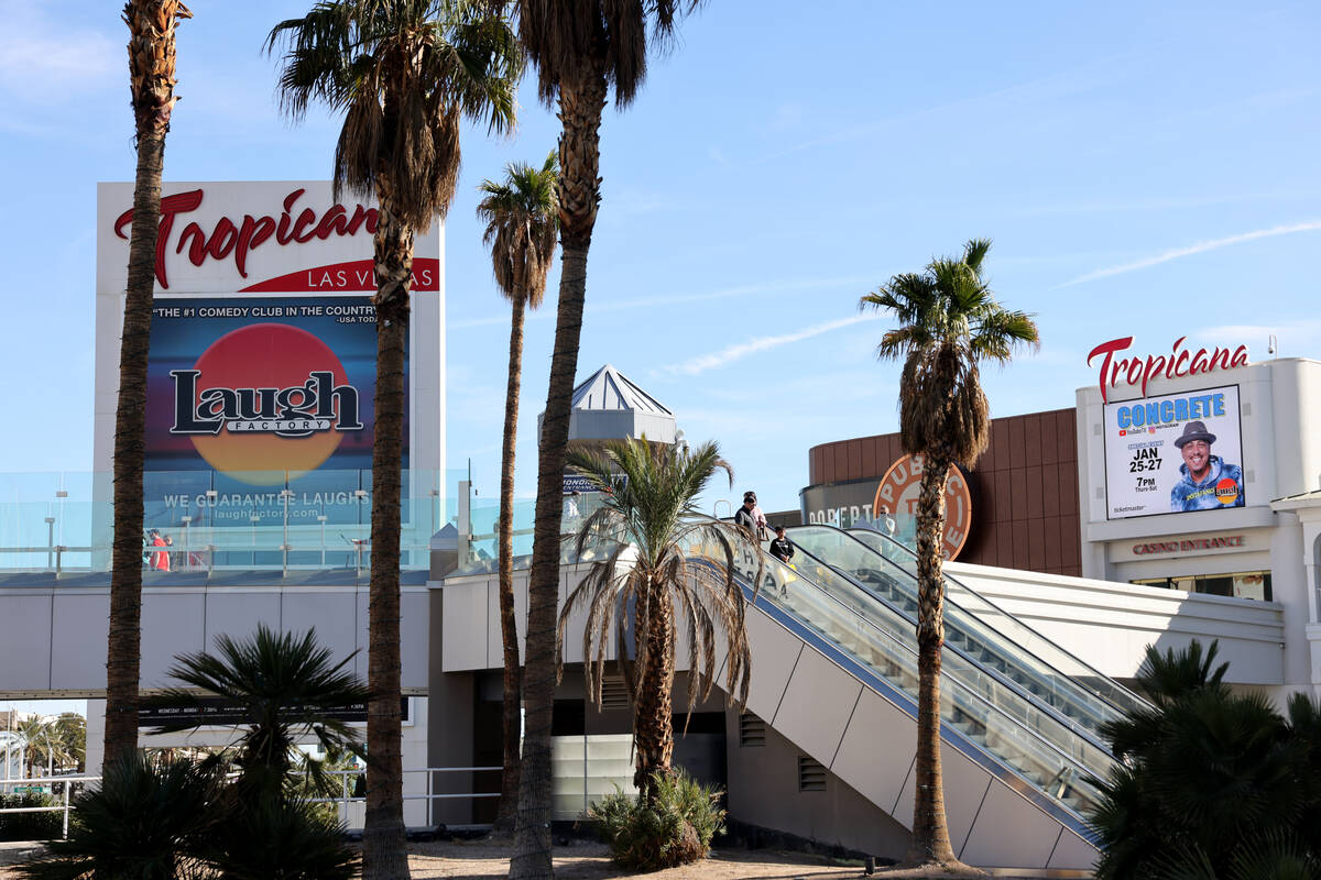 The Tropicana is shown on the Strip in Las Vegas on Monday, Jan. 29, 2024. The property is sche ...