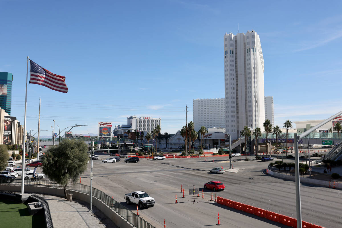 The Tropicana is shown on the Strip in Las Vegas on Monday, Jan. 29, 2024. The property is sche ...