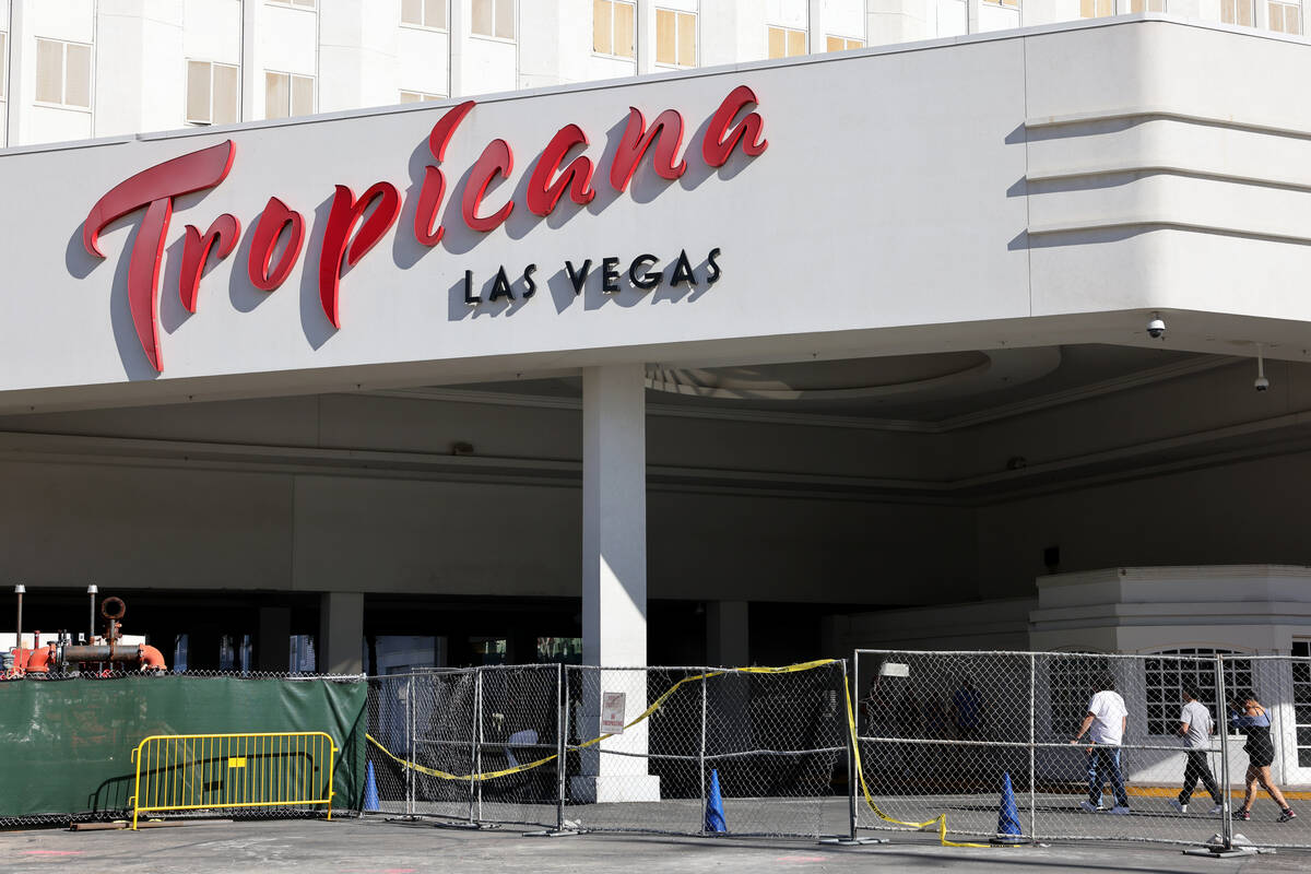 The Tropicana is shown on the Strip in Las Vegas on Monday, Jan. 29, 2024. The property is sche ...