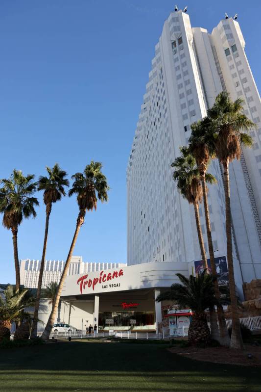 The Tropicana is shown on the Strip in Las Vegas on Monday, Jan. 29, 2024. The property is sche ...