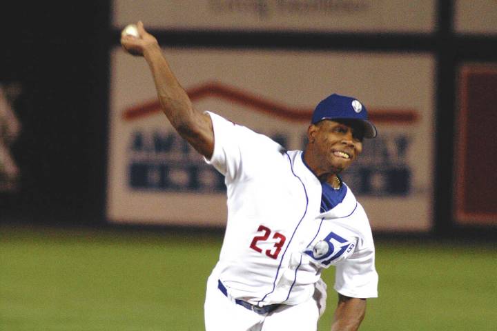 Pat Mahomes pitches for the Las Vegas 51s at Cashman Field. (Aviators)