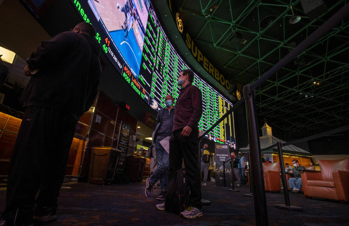The Westgate sportsbook seen in January 2021. (L.E. Baskow/Las Vegas Review-Journal)